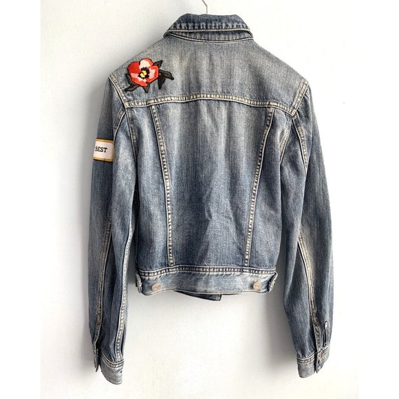 Aritzia Sunday Best Women's Cotton Denim Button Up Embroidery Trucker Jacket S - Picture 7 of 16